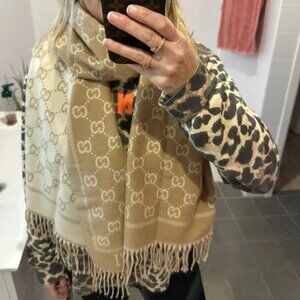 GUCCI Scarf Shawl Stole Wrap Wool Cashmere